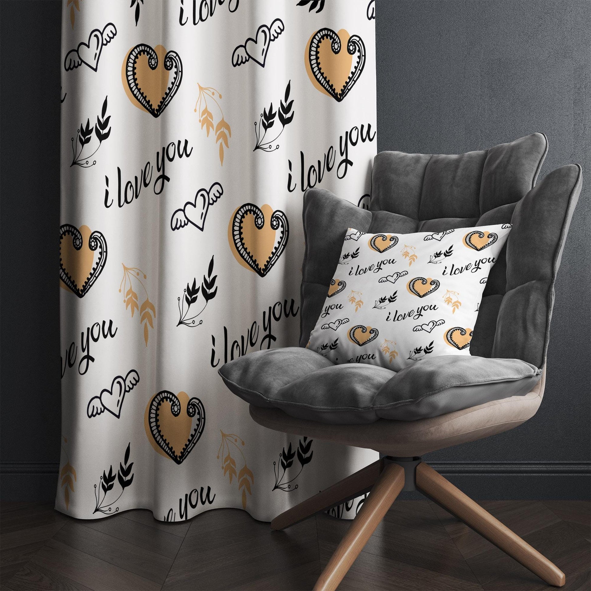 Love Hearts Kids Nursery Curtains & Custom Size Window Drapes with Gift Pillow Covers for Girls Room Decor