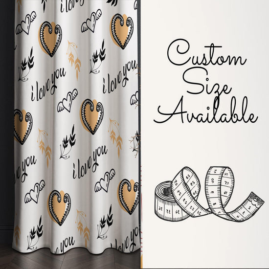 Love Hearts Kids Nursery Curtains & Custom Size Window Drapes with Gift Pillow Covers for Girls Room Decor