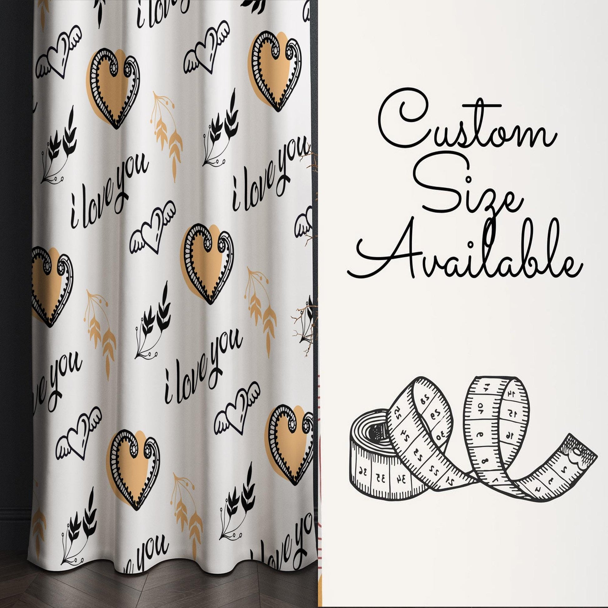 Love Hearts Kids Nursery Curtains & Custom Size Window Drapes with Gift Pillow Covers for Girls Room Decor