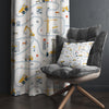Kids Nursery Curtains Construction Vehicles, Custom Size Boys Room Drapes & Gift Pillow Covers, Yellow Road Equipment Decor