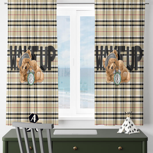 Bear Nursery Curtains Sleepy Kids Room Drapes Custom Size Kids Window Treatment & Gift Pillow Covers Cute Room Decor