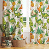 Kids Room Curtains Green Orange Dinosaur Drapes, Custom Size Window Panels & Gift Pillow Covers for Boys&#39; Nursery Decor