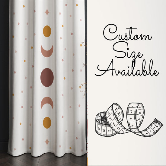 Girls Room Curtains Boho Moon Polka Dots Window Drapes Custom Size with Gift Pillow Covers - Nursery Decor, Kids Bedroom Curtains