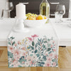 Table Runner Pink Flowers Green Leaves Floral Botanical Design Modern Dining Room Decor Accent Home Decoration
