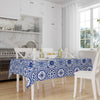 Accent Table Cover, Art Deco Table Linen, Authentic Table Sheet, Modern Tablecloth, Blue White Ottoman Turkish Ethnic Patterned Tablecloth