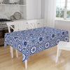 Accent Table Cover, Art Deco Table Linen, Authentic Table Sheet, Modern Tablecloth, Blue White Ottoman Turkish Ethnic Patterned Tablecloth
