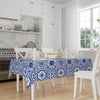 Accent Table Cover, Art Deco Table Linen, Authentic Table Sheet, Modern Tablecloth, Blue White Ottoman Turkish Ethnic Patterned Tablecloth