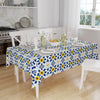 Art Deco Tablecloth Yellow Blue Geometric Retro Ottoman Pattern Turkish Ethnic Linen Accent Table Cover Modern Dining Decor
