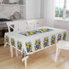 Blue Vase Yellow Lemons Flowers Floral Summer Pattern Linen Tablecloth Modern Dining Accent Cover