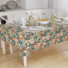Green Brown Retro Authentic Bohemian Minimal Geometric Pattern Linen Tablecloth Modern Dining Accent Cover