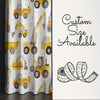 Yellow Construction Equipment Kids Curtains & Nursery Window Drapes, Custom Size, Gift Pillow Covers for Toddler Room Decor