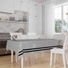 Bohemian Black Geometric Border Lines on Gray Watercolor Background Pattern Tablecloth Modern Minimal Dining Accent Cover