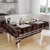 White Geometric Border Lines on Dark Brown Watercolor Background Pattern Tablecloth, Modern Dining Accent Cover