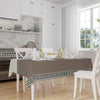 Brown White Greek Key Geometric Lines Pattern Tablecloth, Modern Dining Accent Cover