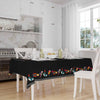 Colorful Birds Border Black Background Animal Pattern Tablecloth, Modern Dining Accent Table Cover