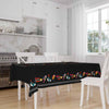 Colorful Birds Border Black Background Animal Pattern Tablecloth, Modern Dining Accent Table Cover