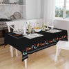 Colorful Birds Border Black Background Animal Pattern Tablecloth, Modern Dining Accent Table Cover