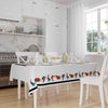 Colorful Birds Border White Background Animal Pattern Tablecloth, Modern Dining Accent Table Cover