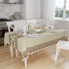 Ethnic Authentic Retro Ottoman Turkish Kilim Tradional Figures Border Cream Background Pattern Tablecloth, Modern Dining Accent Table Cover