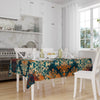 Retro Ottoman Turkish Colorful Tradional Kilim Figures Border Watercolor Background Pattern Tablecloth, Vintage Dining Accent Table Cover