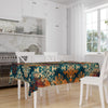 Retro Ottoman Turkish Colorful Tradional Kilim Figures Border Watercolor Background Pattern Tablecloth, Vintage Dining Accent Table Cover