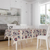 Ethnic Authentic Retro Ottoman Turkish Kilim Tradional Figures Border White Background Pattern Tablecloth, Modern Dining Accent Table Cover