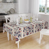 Ethnic Authentic Retro Ottoman Turkish Kilim Tradional Figures Border White Background Pattern Tablecloth, Modern Dining Accent Table Cover