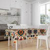 Ethnic Authentic Retro Ottoman Turkish Kilim Aztec Figures Border White Background Pattern Tablecloth, Modern Dining Accent Table Cover