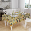 Ethnic Authentic Retro Egyptian Piyramid Figures Border Yellow Background Pattern Tablecloth, Modern Dining Accent Table Cover