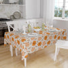 Orange Autumn Pumpkins Vegetables Halloween Figures Border Cream Background Pattern Tablecloth, Modern Dining Accent Table Cover