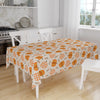 Orange Autumn Pumpkins Vegetables Halloween Figures Border Cream Background Pattern Tablecloth, Modern Dining Accent Table Cover