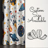 Space Galaxy Planets Spaceship Rocket Nursery Kids Curtains & Nursery Window Drapes, Custom Size, Gift Pillow Covers for Toddler Room Decor