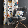 Space Galaxy Planets Spaceship Rocket Nursery Kids Curtains & Nursery Window Drapes, Custom Size, Gift Pillow Covers for Toddler Room Decor