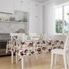 Burgundy Floral Flowers Retro Botanical Tablecloth, Modern Dining Accent Table Cover, Modern Kitchen Home Decor