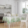 Green White Eucalyptus ivy Floral Flowers Botanical Tablecloth, Modern Dining Accent Table Cover, Modern Kitchen Home Decor