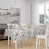 Pink Flowers Green ivy Floral Botanical Tablecloth, Modern Dining Accent Table Cover, Modern Kitchen Home Decor