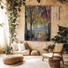 Autumn Forest Tapestry - Large Mountain Wall Hanging, Living Room Decor, Tree Landscape Scene, Nature Photo Wall Art