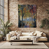 Autumn Forest Tapestry - Large Mountain Wall Hanging, Living Room Decor, Tree Landscape Scene, Nature Photo Wall Art