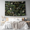 Green Botanical Tapestry Wall Hanging, Wild Flower Floral Home Decor, Cozy Fall Living Room Decor, Bedroom Nature Wall Accent
