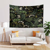Green Botanical Tapestry Wall Hanging, Wild Flower Floral Home Decor, Cozy Fall Living Room Decor, Bedroom Nature Wall Accent
