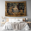 French Wall Tapestry Vintage Royal Garden Verdure, Dark Cottagecore Bedroom Decoration, Boho Wall Hanging