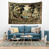 Medieval Tapestry Wall Hang French Garden Floral Verdure Tapestry French Country European Tapestry Dark Cottagecore Vintage antique fabric