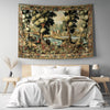 Medieval Tapestry Wall Hang French Garden Floral Verdure Tapestry French Country European Tapestry Dark Cottagecore Vintage antique fabric