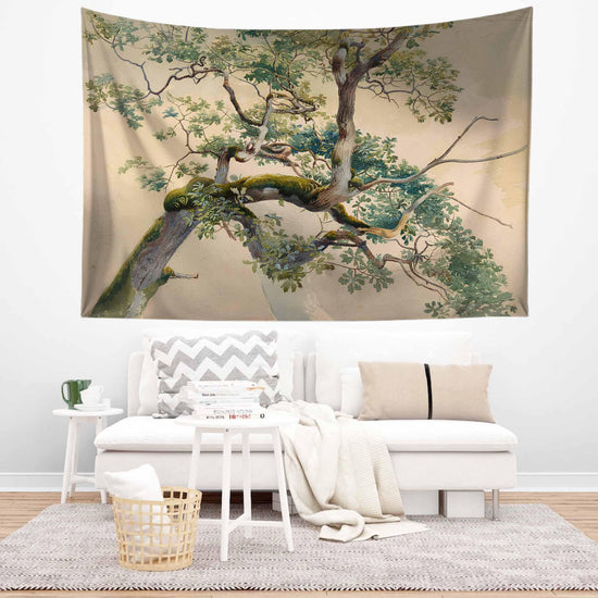 Tree Brunchs wall hanging, 19th century watercolor art, Nature tapestry, Large wall decor,Vintage Tree Tapestry, Retro Nature Wall Art