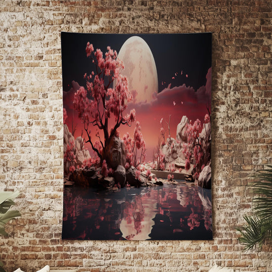 Japanese Art Landscape Tapestry, Nature Tapestry Wall Hanging, Moon Tapestry, Mountain Forest Landscape Tapestries for Living Room Decor