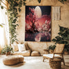 Japanese Art Landscape Tapestry, Nature Tapestry Wall Hanging, Moon Tapestry, Mountain Forest Landscape Tapestries for Living Room Decor