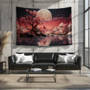 Japanese Art Landscape Tapestry, Nature Tapestry Wall Hanging, Moon Tapestry, Mountain Forest Landscape Tapestries for Living Room Decor