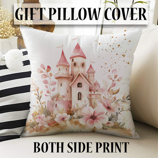 Pink Medieval Castle Girls Kids Curtains & Pillow Covers, Custom Nursery Drapes, Room Decor for Girls ’ Bedroom Window Treatment