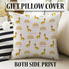 Yellow Boho Giraffe Kids Curtains & Gift Pillow Covers, Custom Nursery Animal Theme Drapes, Child Bedroom Window Treatment Decor
