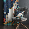 Rocket Galaxy Spaceship Planets Kids Curtains & Gift Pillow Covers, Custom Space Nursery Drapes, Child Bedroom Window Treatment Decor